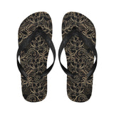 luxurious gold lotus waterlily black background Unisex Flip Flops
