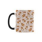 Cute Corgis Pattern pink background Morphing Mug Heat Changing Mug