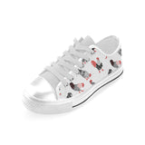 Cool rooster chicken cock floral ornament backgrou Men's Low Top Shoes White