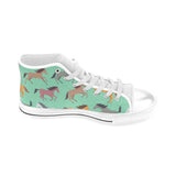 Colorful horses pattern Men's High Top Canvas Shoes White