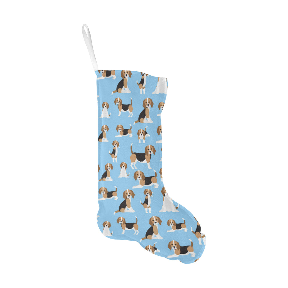 Beagle dog blue background pattern Christmas Stocking