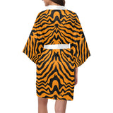 Bengal tigers skin print pattern Women's Short Kimono Robe