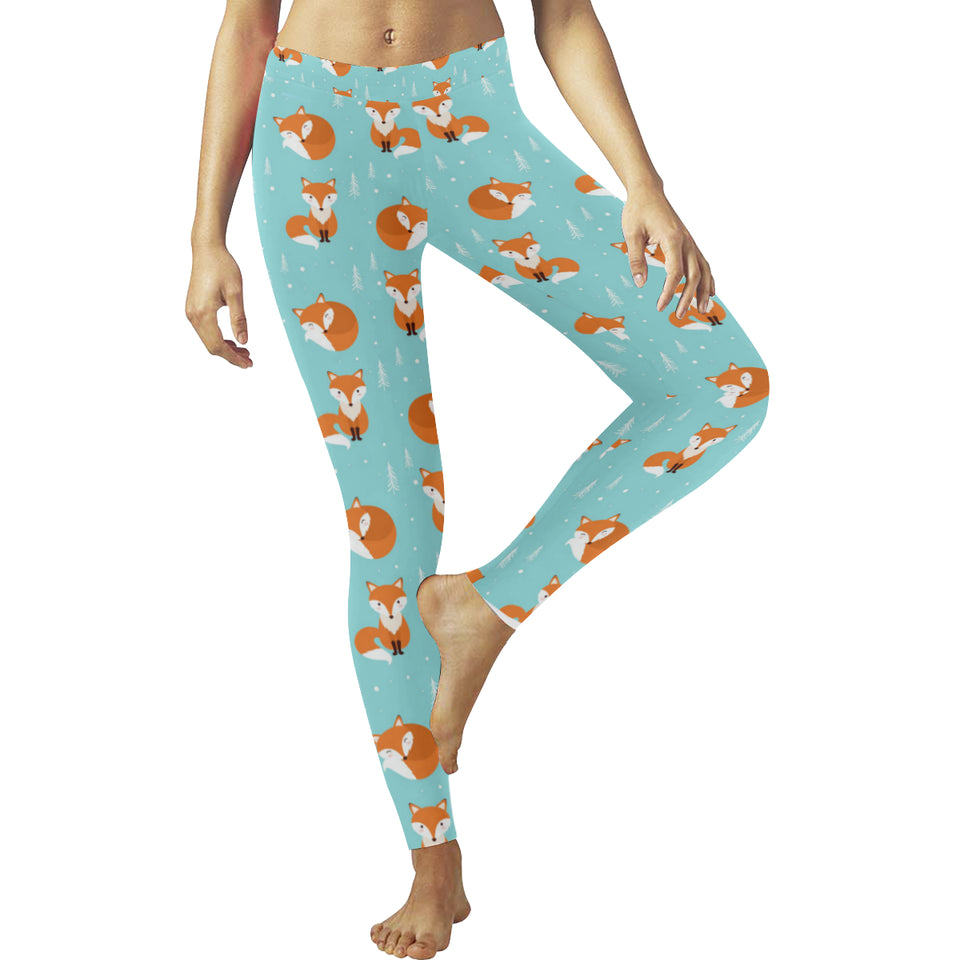 Fox pattern blue b ackground Women's Legging Fulfilled In US