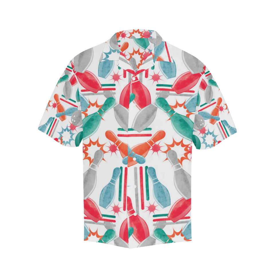 Watercolor bowling pattern Men's All Over Print Hawaiian Shirt