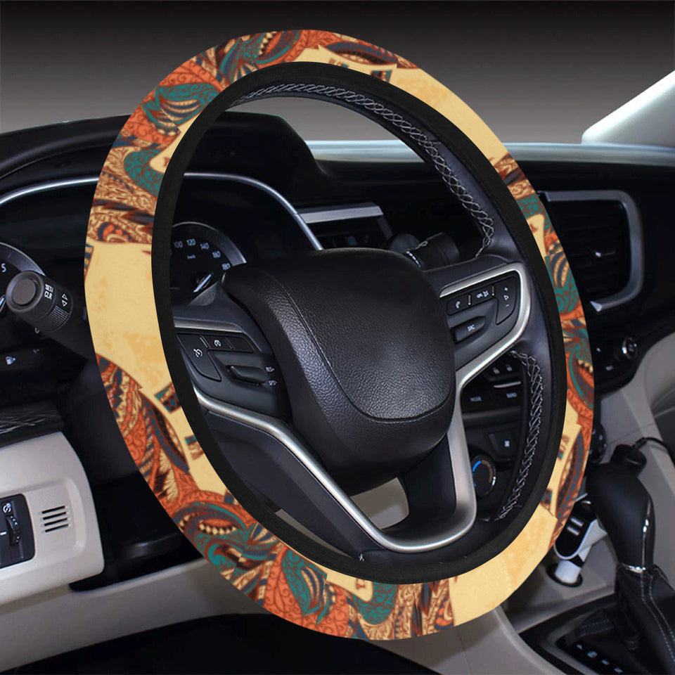 Camel polynesian tribal design pattern Car Steering Wheel Cover
