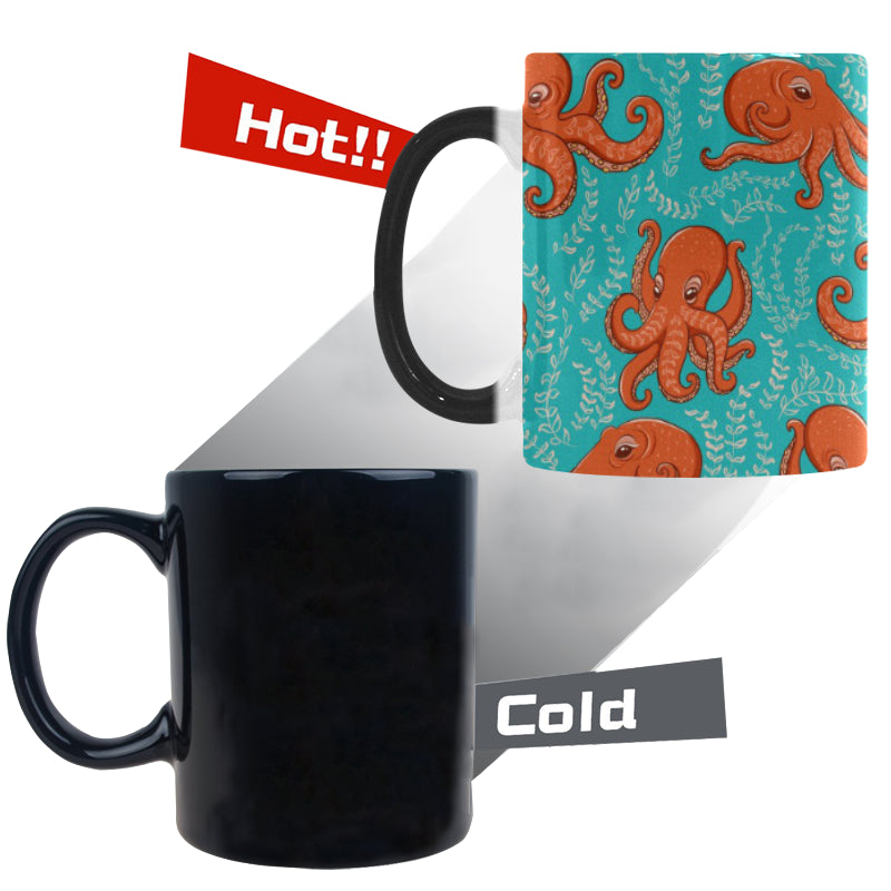 Octopus turquoise background Morphing Mug Heat Changing Mug