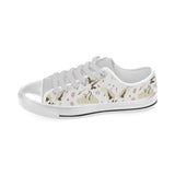 Beautiful Japanese cranes pattern Men's Low Top Canvas Shoes White