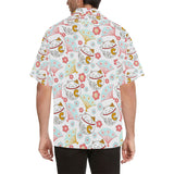 Maneki neko cat fan sakura Men's All Over Print Hawaiian Shirt