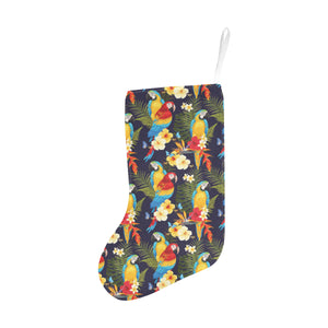 Colorful parrot flower pattern Christmas Stocking