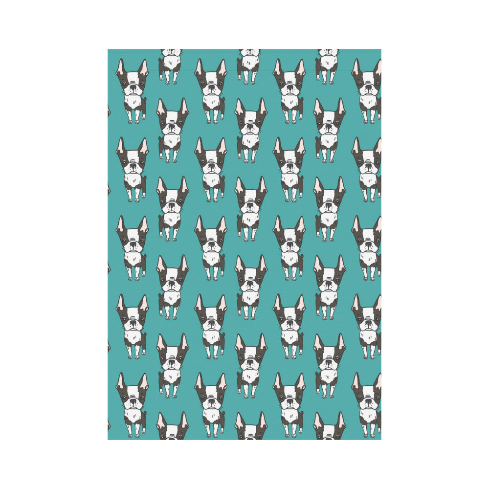 Hand drawn boston terrier dog pattern House Flag Garden Flag