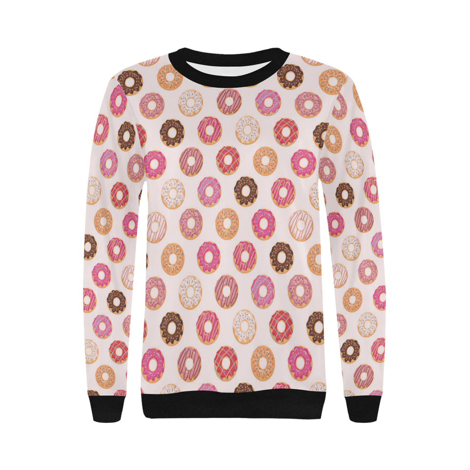 Colorful donut pattern Women's Crew Neck Sweatshirt