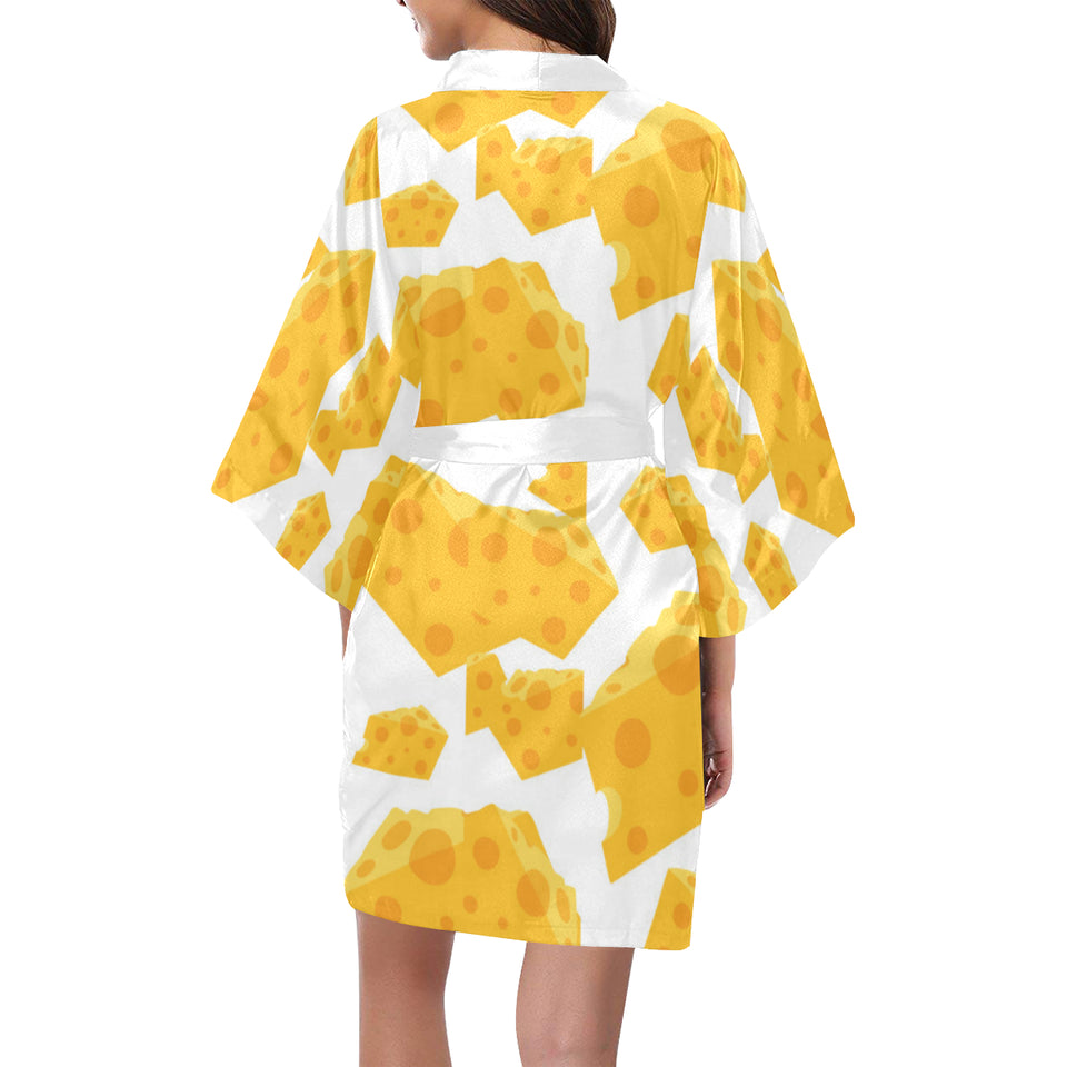 Cheese slice pattern Women's Short Kimono Robe