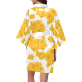 Cheese slice pattern Women's Short Kimono Robe