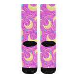 Moon pink rose background Crew Socks