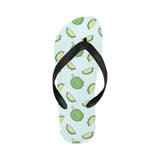 Durian pattern blue background Unisex Flip Flops