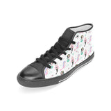 cute mermaid dolphin fish starfish pattern Women's High Top Canvas Shoes Black