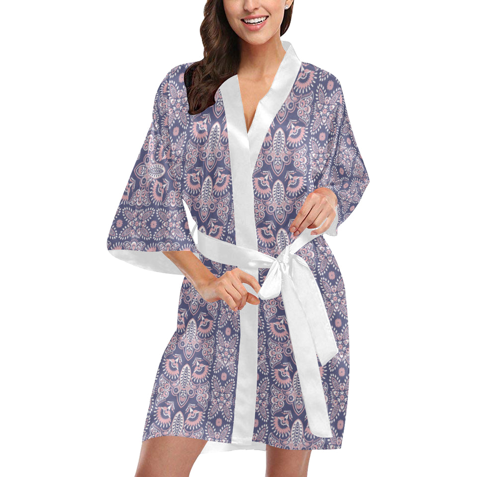 Indian Batik Style pattern Women's Short Kimono Robe