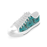 Anchor nautical green background Men's Low Top Shoes White