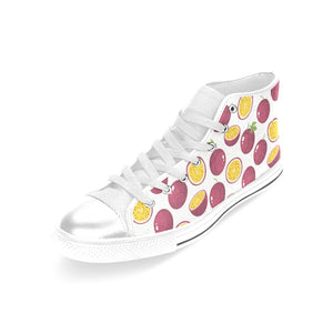 Passion fruit design pattern Women's High Top Canvas Shoes White