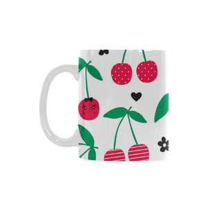 cherry pattern white background Classical White Mug (Fulfilled In US)