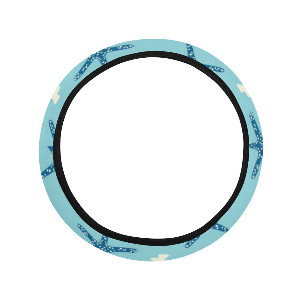 Blue starfish coral reef pattern Car Steering Wheel Cover