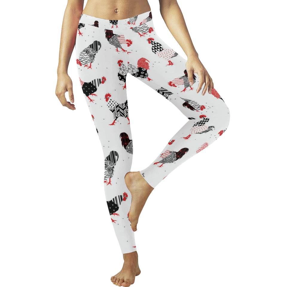 Cool rooster chicken cock floral ornament backgroud Women's Legging Fulfilled In US