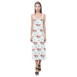 Cute dachshund bone pattern V-Neck Open Fork Long Dress