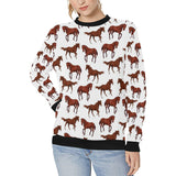 Horses running pattern background Women's Crew Neck Sweatshirt