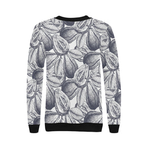 Guava tropical hand drawn pattern Women's Crew Neck Sweatshirt