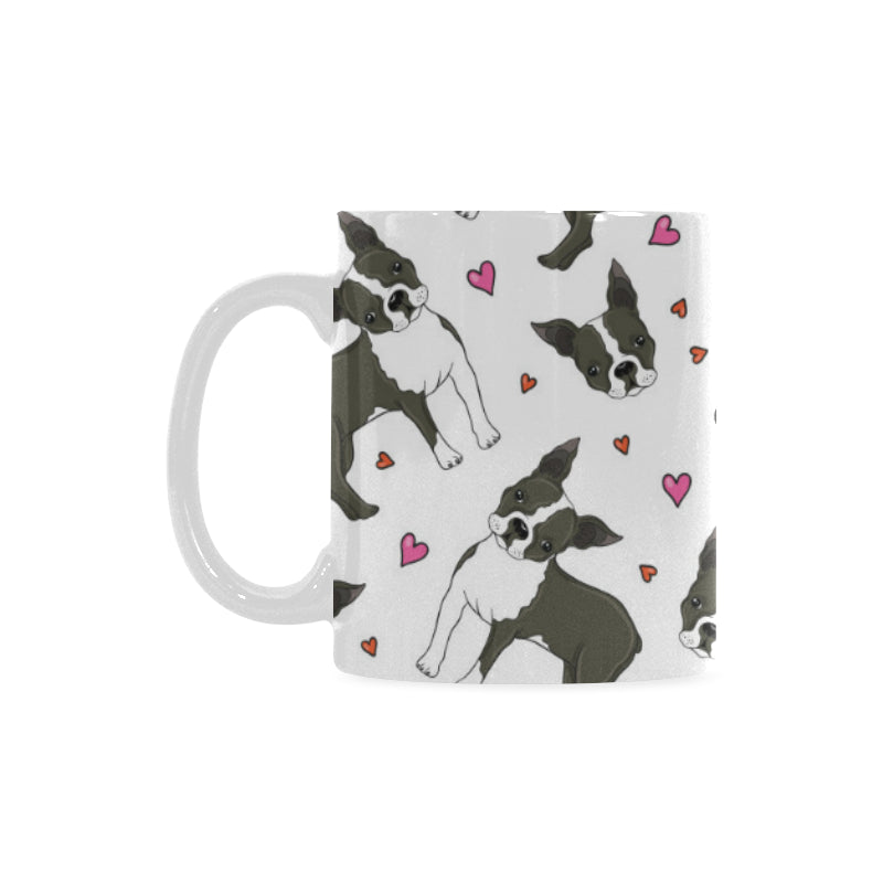 Boston terrier dog hearts vector pattern Classical White Mug (Fulfilled In US)