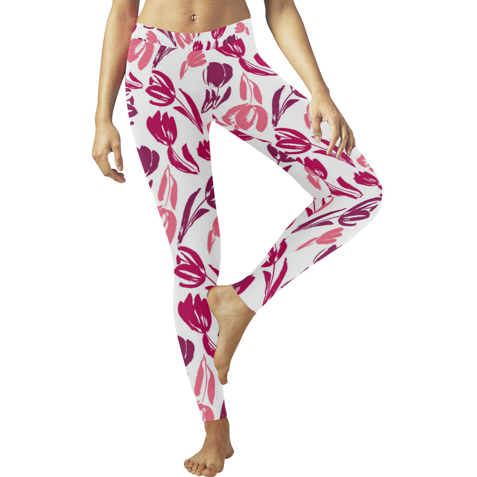 pink sketch tulip pattern Women's Legging Fulfilled In US