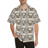 Happy pug pattern Men's All Over Print Hawaiian Shirt