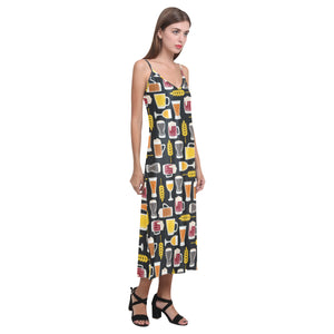 Beer type pattern V-Neck Open Fork Long Dress