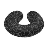 Spider web pattern Black background white cobweb U-Shaped Travel Neck Pillow