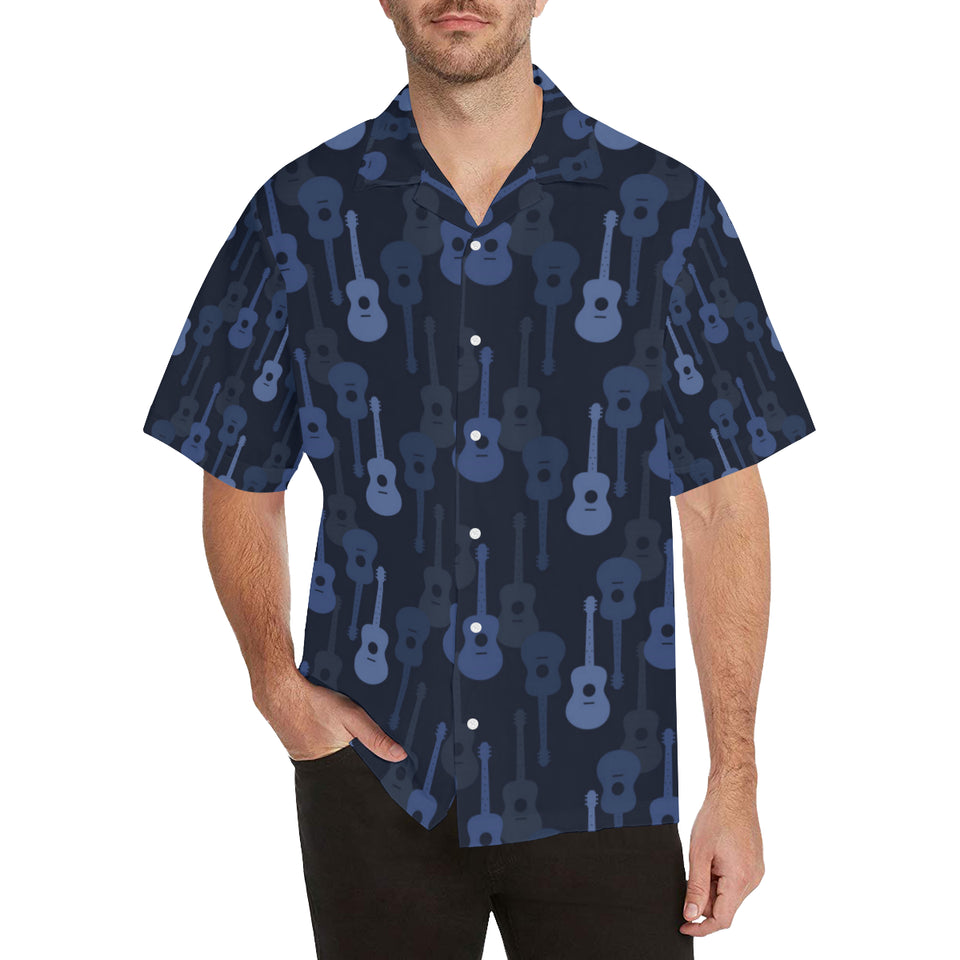 Blue Theme guitar pattern Men's All Over Print Hawaiian Shirt