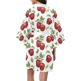 Red apples pattern Women's Short Kimono Robe