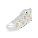 Gold Ornamental lotue waterlily symbol pattern Men's High Top Canvas Shoes White