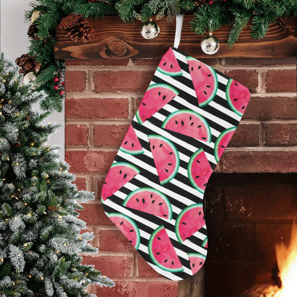 Watercolor paint textured watermelon pieces Christmas Stocking
