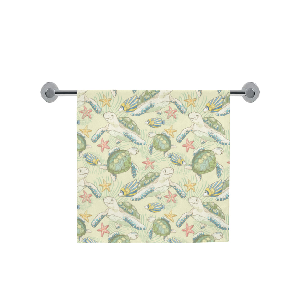 Hand drawn sea turtle fish pattern Bath Towel