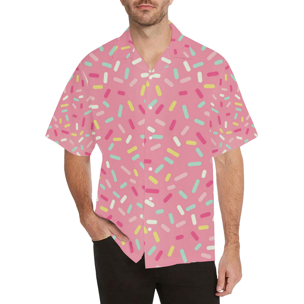 Pink donut glaze candy pattern Men's All Over Print Hawaiian Shirt