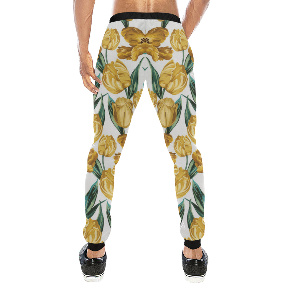 yellow tulips pattern Unisex Casual Sweatpants
