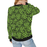 Green hop pattern Women's Crew Neck Sweatshirt
