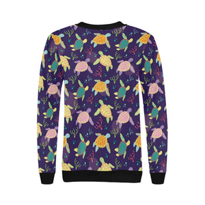 Colorful sea turtle pattern Women's Crew Neck Sweatshirt
