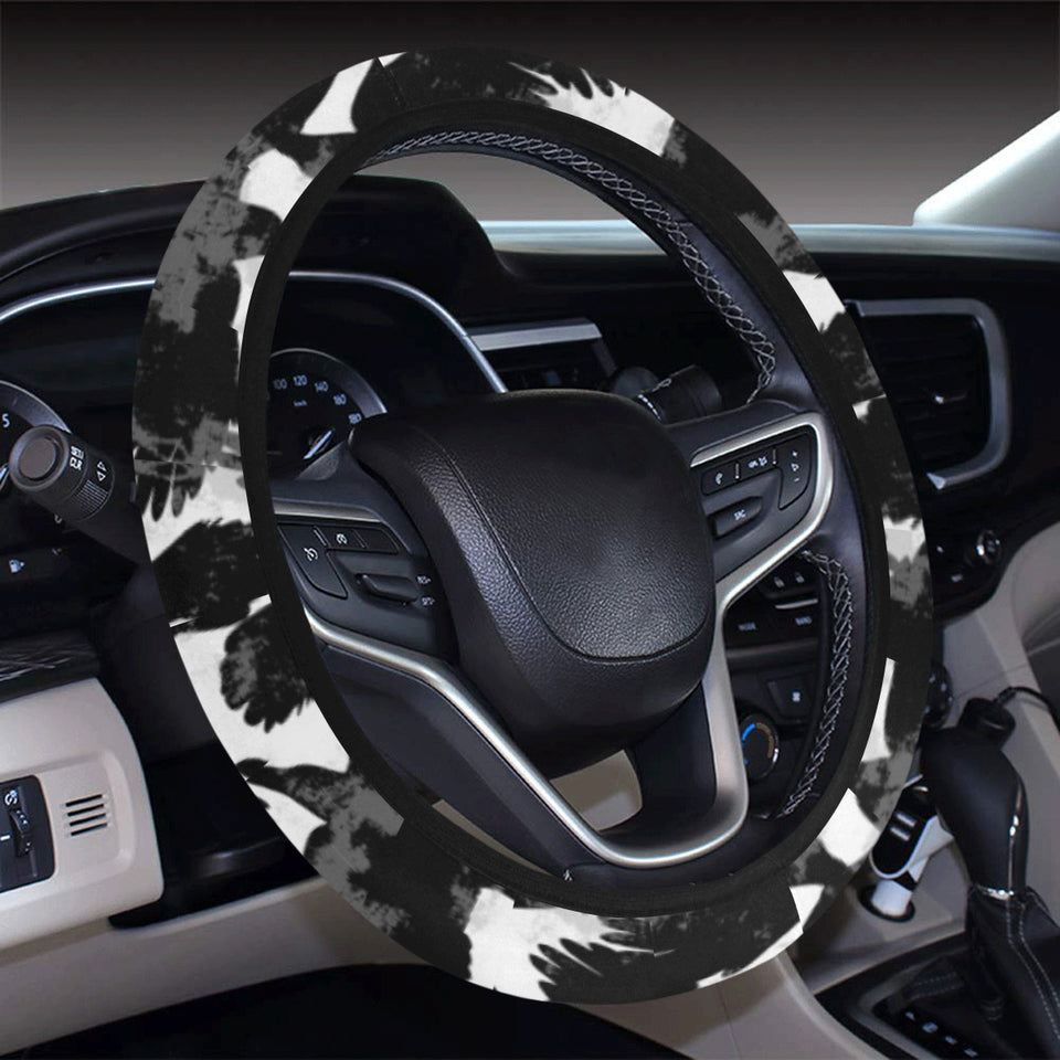 Crow illustration pattern Car Steering Wheel Cover