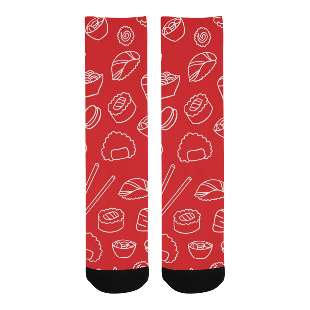 sushi pattern red background Crew Socks
