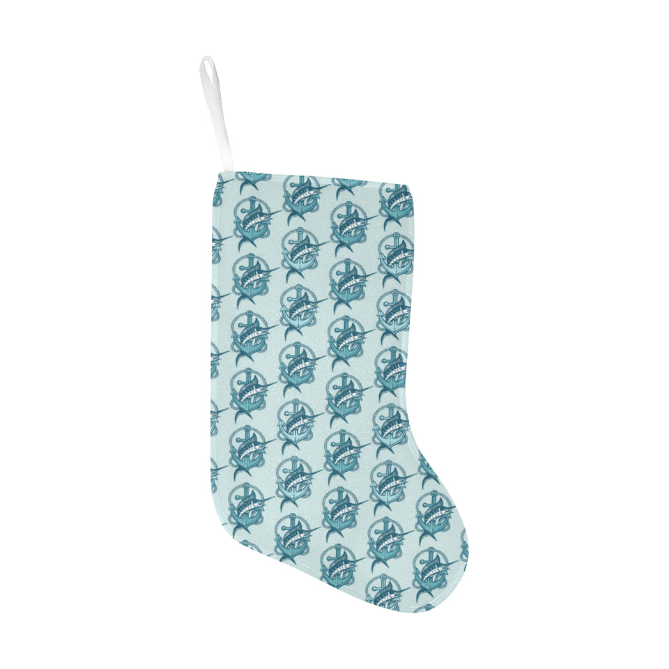 Swordfish Pattern Print Design 05 Christmas Stocking