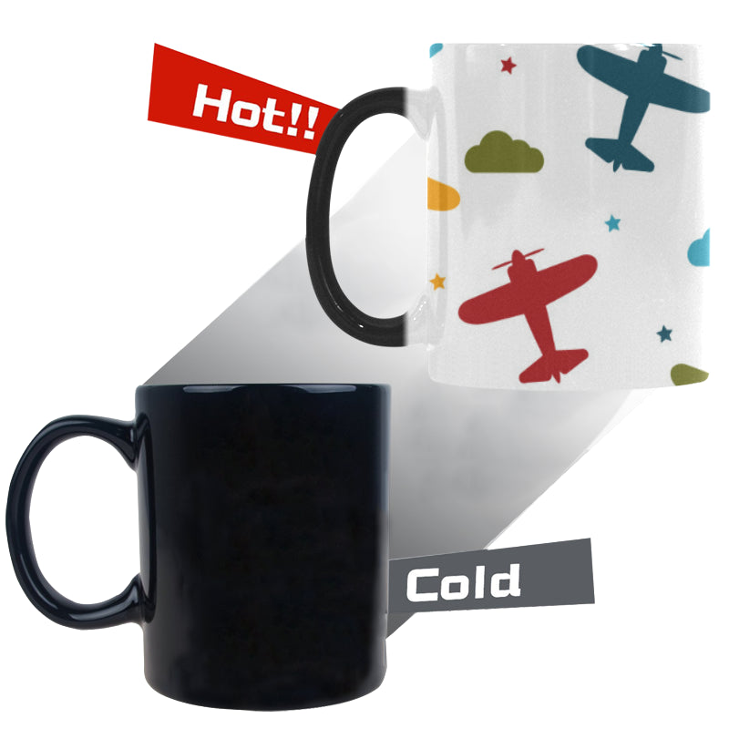 Airplane star cloud colorful Morphing Mug Heat Changing Mug