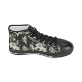 Japanese crane ornament elements Women's High Top Canvas Shoes Black
