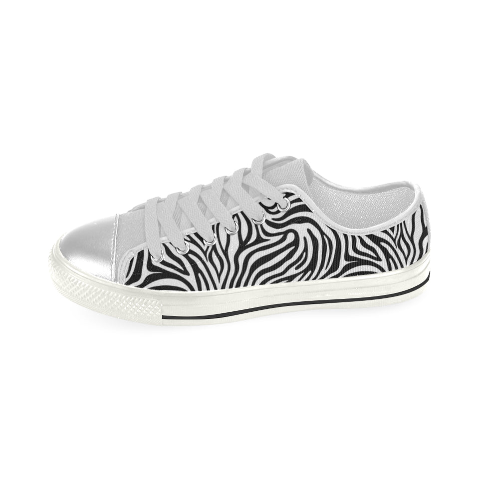 Zebra skin pattern Women's Low Top Canvas Shoes White