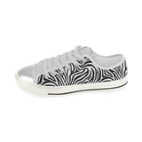 Zebra skin pattern Women's Low Top Canvas Shoes White